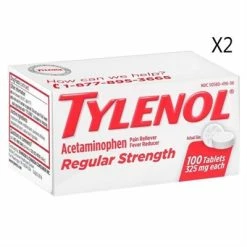 Tylenol® Tylenol Regular Strength Pain Reliever Fever Reducer 100 Tablets 2 Packs